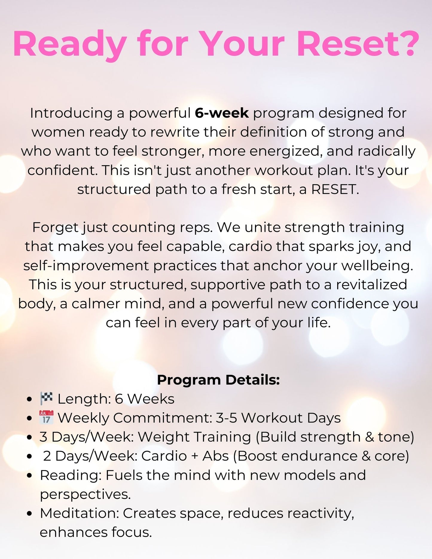 The WOMEN'S RESET Fitness Program - GYM edition