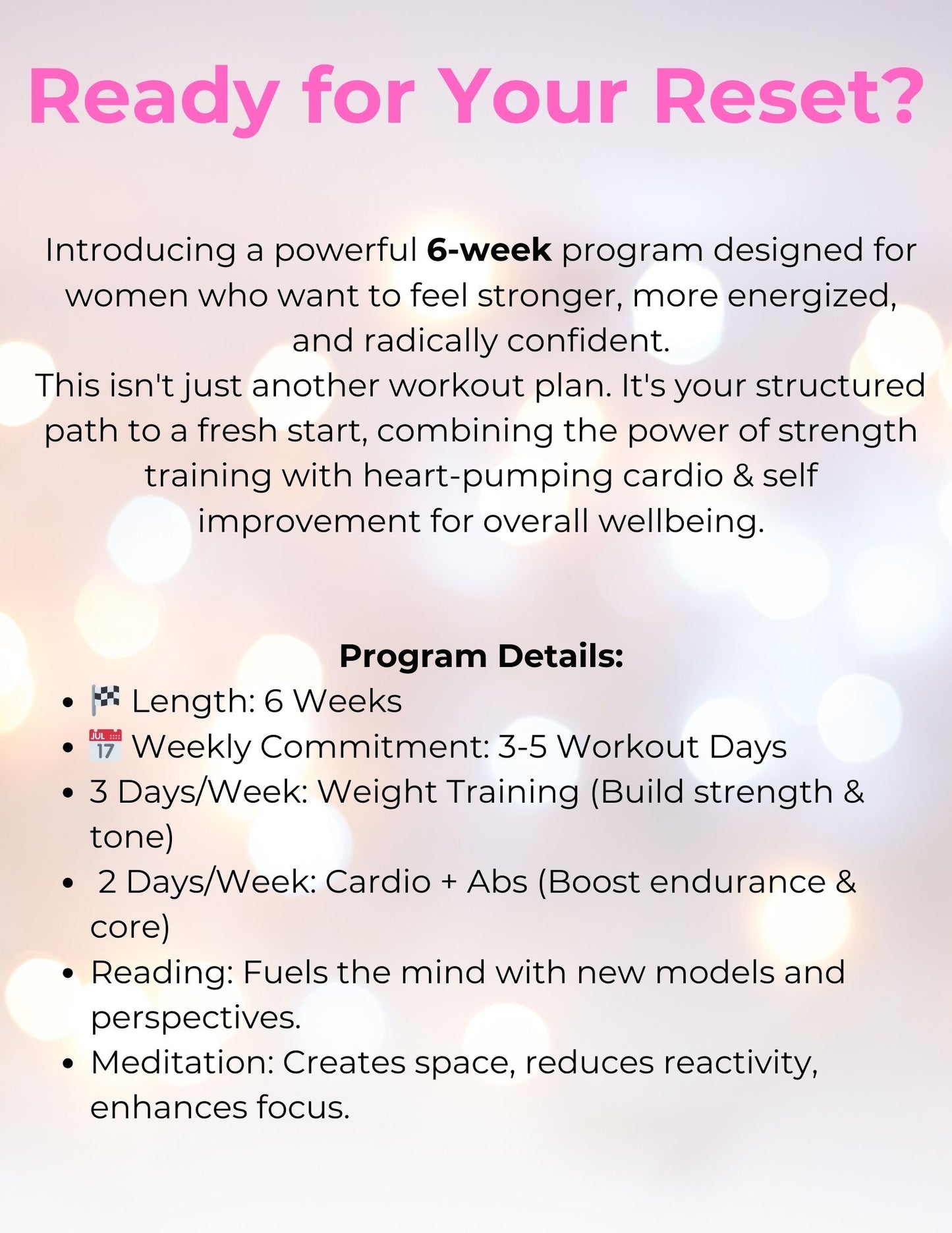 The WOMEN'S RESET Fitness Program - HOME edition